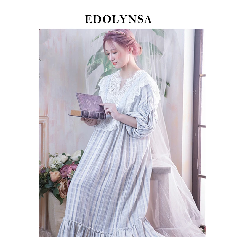 

Nightgowns Sleepshirts 2019 Cute Nightgown Female Night Wear Solid Sleepwear Lace Nightdress Home Dress Sleep & Lounge #H350