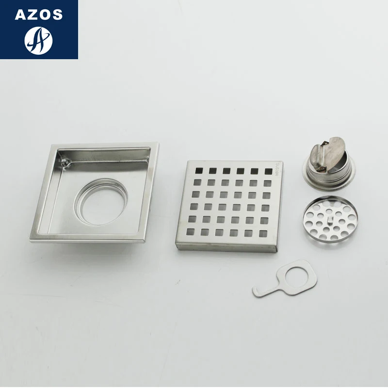 AZOS SUS304 нержавеющая сталь мелководье уплотнение трап душевая комната быстрый дренаж дезодорант/быстрый дренаж 110*110 мм ректангуль