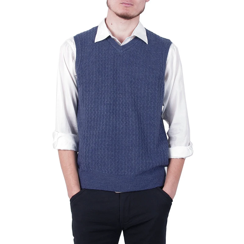 

Spring Autumn V-neck Casual Plus Size Pullover Knitted Waistcoat Fashion Men's clothing Sweater Solid Color Vest Male Jersey