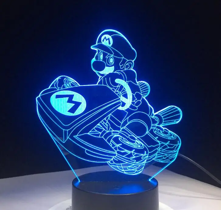 Супер Марио Bros Luigi Toad Dragon 3D лампа USB акрил супер подарок для детей детский ночник подсветка для детской комнаты настольная лампа - Испускаемый цвет: Mario 2