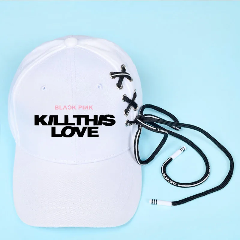 Черная розовая бейсбольная кепка с принтом "Kill This Love", Мужская и Женская Корейская уличная Кепка в стиле хип-хоп Харадзюку