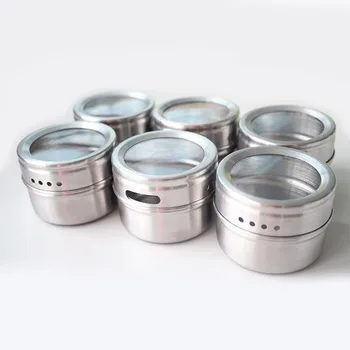 

6pcs Spice Jar Stainless Steel Cruet Set Salt Pepper Shakers Cooking Barbeque Tool RT99