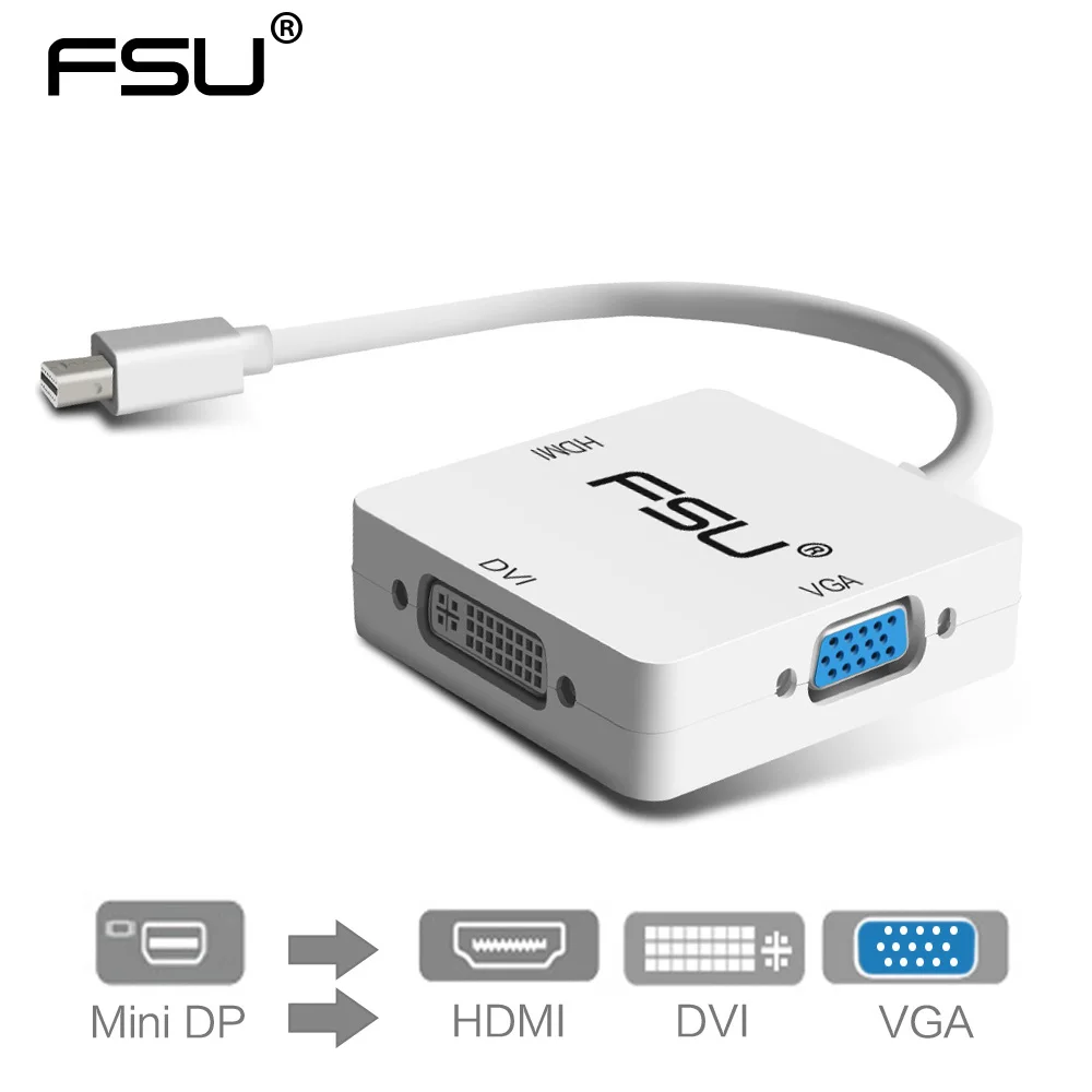 

3 in 1 Mini DP to HDMI Adapter DisplayPort to VGA Converter Display Port DVI Cable for PC Apple MacBook Pro