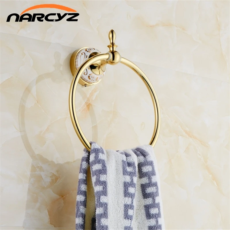 

Free Shipping Gold towel bar Wall Mount Towel Ring Bathroom Accessories Bath Towel Holder Bath Hardware 9088K