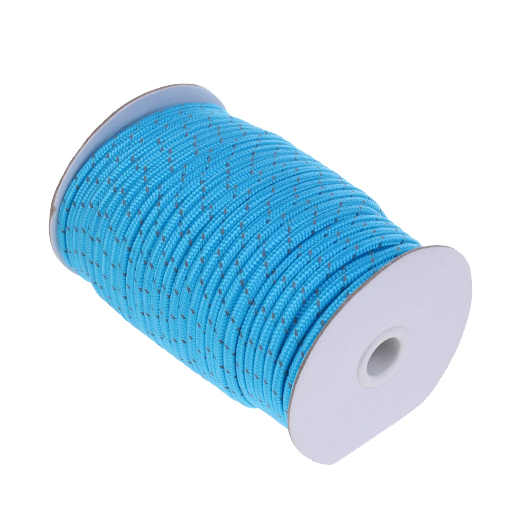High Visibility 5mm 50m Fluorescent Reflective Guyline Tent Rope Nylon Cord Paracord for Outdoor Camping Hiking Tent 