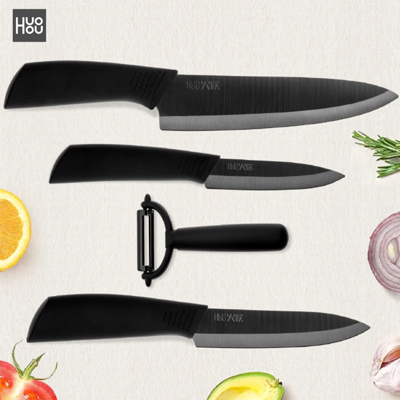 

4Pcs Xiaomi Ecological Chain Brand Huohou Kitchen Knife Mijia Nano-Ceramic Knives Cook Set 4 6 8 Inch Furnace Thinner for Family
