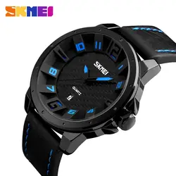 SKMEI мода повседневные часы для мужчин кожаный ремешок Роскошные повседневное брендовые часы водостойкие спортивные наручные часы Relogio