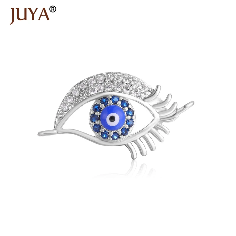 

4 Styles High Quality Copper Zirconia Rhinestone Evil Eye Charms Pendant Connectors For DIY Jewelry Making Accessories Parts