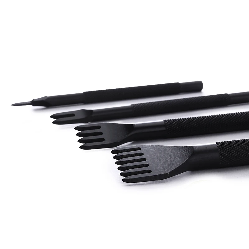 

Hole Punch Tools for Leather Craft DIY Diamond Cut Lacing Stitching Chisel Set LeatherCraft Kits 3/4mm Hole Spacing Black Steel