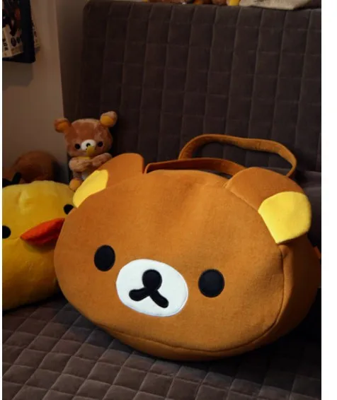1 piece Rilakkuma Cute Big Bag Handbag shoulder plush relax brown bear Bag