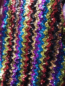 

5yards/bag LF04# 2 color Mosaic pattern sequins embroidered mesh fabric in African style for wedding dress stage fabric