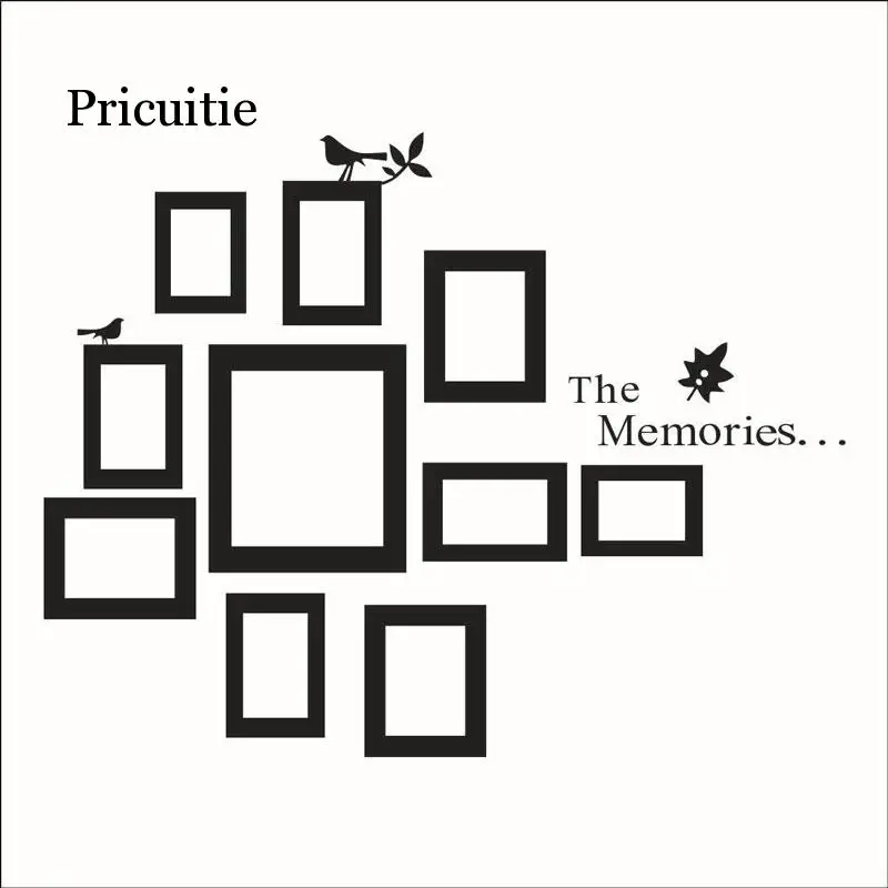 

Photo Frame Bird Wall Sticker Vinyl Bedroom Living Room Removable Self-Sticking Sticker
