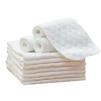 

10 pcs 3 Layers Microfiber Baby Nappies Reusable Baby Infant Newborn Cloth Diaper Nappy Liners Insert Fraldas for Baby Care