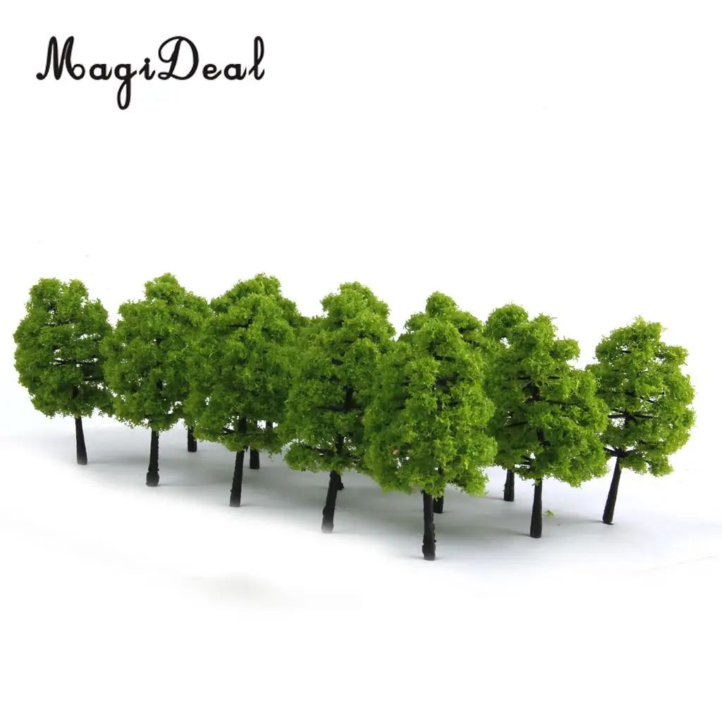 MagiDeal 20Pcs/Lot 1/100 Scale Mini Plastic Model Trees Train Railroad Scenery for House Classroom Park Layout Scene Kids Toy