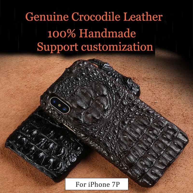 

LANGSIDI Genuine crocodile leather 3 kinds of styles Half pack phone case For iphone 7Plus All handmade can customize the model