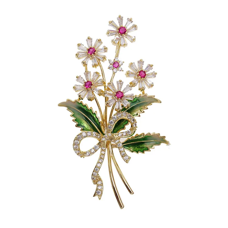 Cubic Zirconia Jewelry Accessories Zirconia Flower Brooches Women