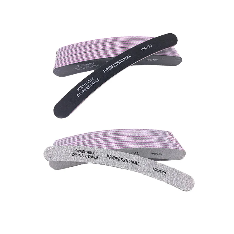 

JEARLYU 10pcs/lot Nail File 100/180 Gray Black Curved Lime A Ongle Nail Art Sanding Buffer Block Files Manicure Pedicure Tools
