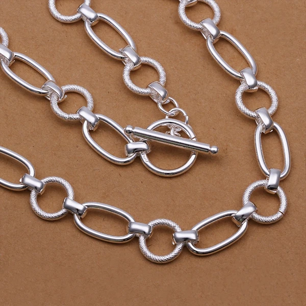 

925 sterling silver jewelry fine fashion grand circle links chains necklace for men's women wedding wholesale jewerly