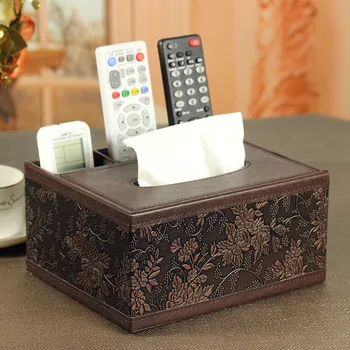 

Colorful fashion PU leather tissue box multifunctional dual-use paper pumping box desktop remote control storage
