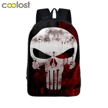 Рюкзак с принтом в виде комиксов Каратель, черепа, школьные сумки для подростков, мужские повседневные Рюкзаки, дорожные сумки для мальчиков, школьный рюкзак