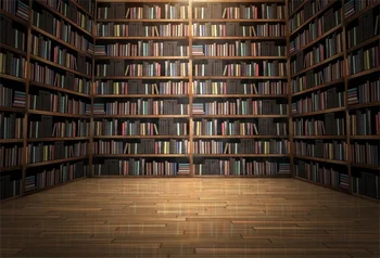 

Laeacco Library Wooden Bookshelf Books Study Child Portrait Photographic Background Photography Backdrops Photocall Photo Studio