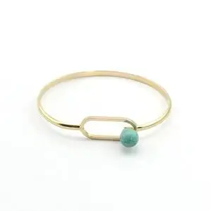 Многоцветный натуральный камень бусины Медный браслет личности овальные манжеты браслеты и браслеты для женщин - Окраска металла: turquoise