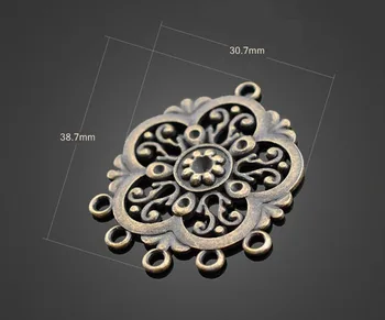 

50pcs Antique Bronze 6 Holes Plum Connector Pendants Charm-DIY Findings Bracelet Earrings Fashion Accessories 38.7mmX30.7mm