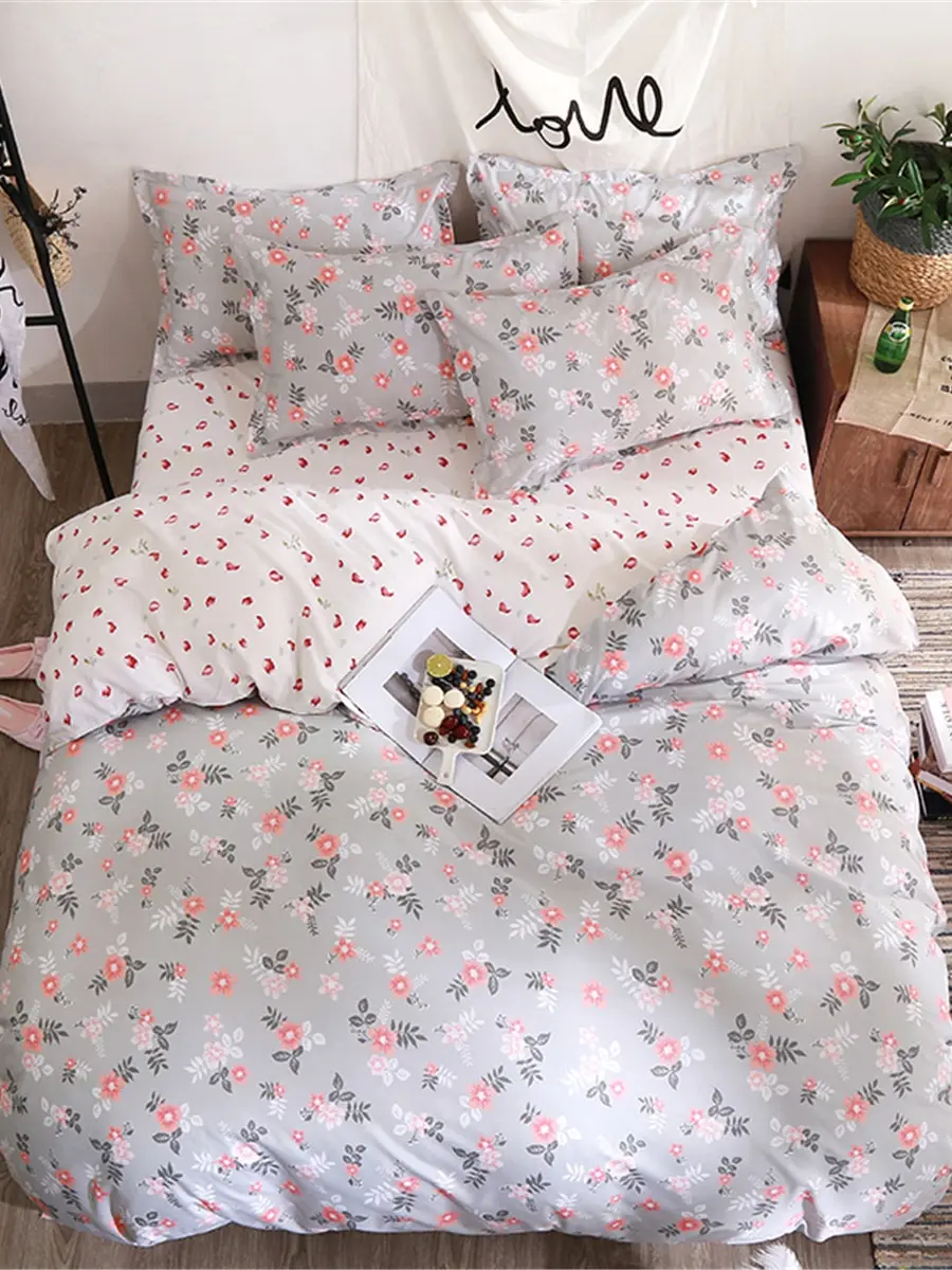 

4 Pcs Bedding Set Elegant Floral Pattern Soft Cozy Home Bed Linens