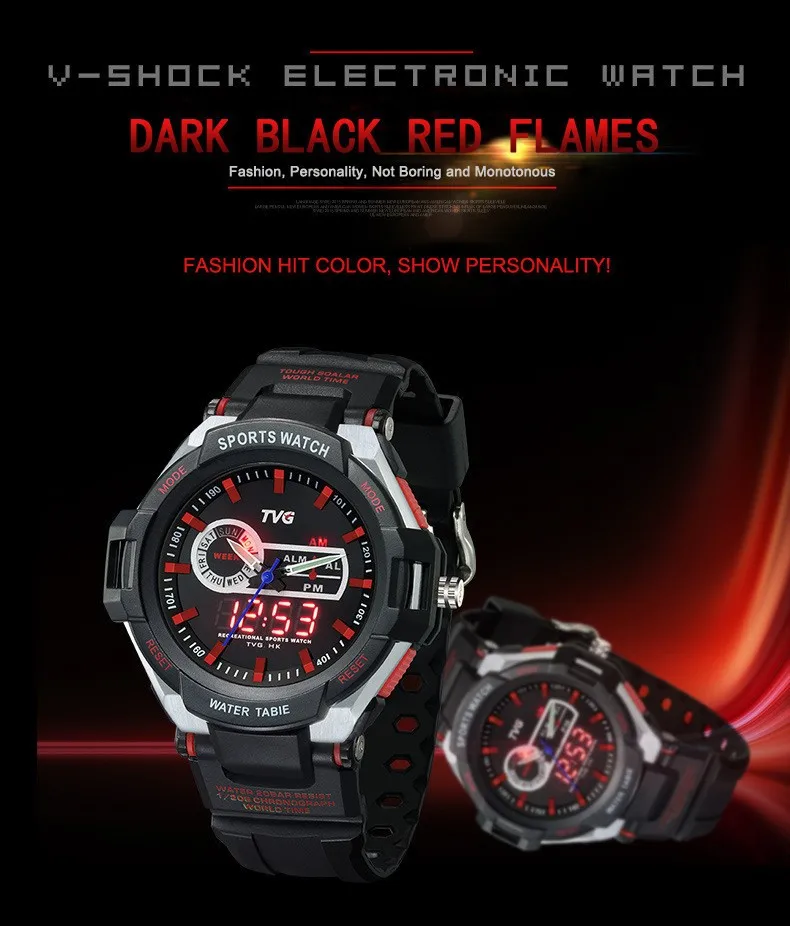 Новые S Shock часы люксовый бренд TVG резиновый ремешок аналоговые цифровые наручные часы модные мужские спортивные часы hodinky