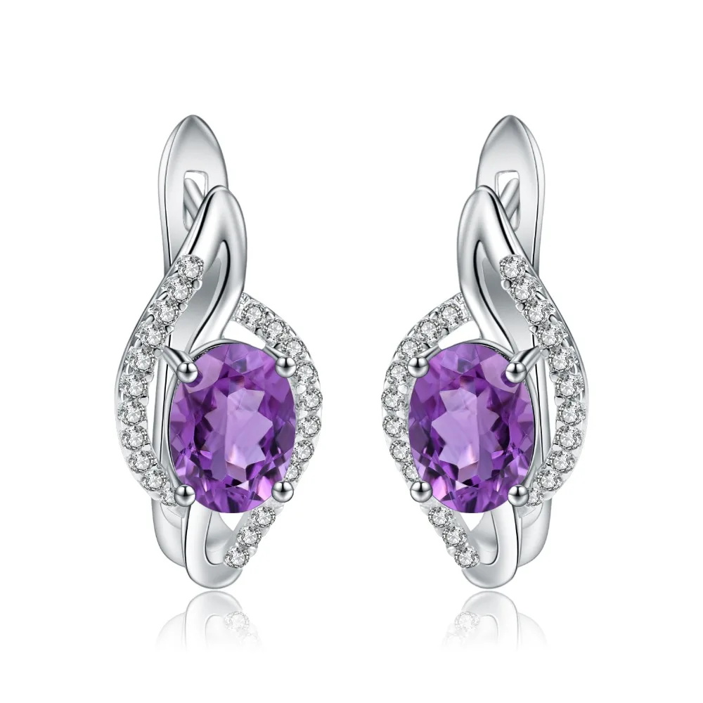 

GEM'S BALLET 2.60Ct Natural Amethyst Gemstone Earrings Real Silver 925 Jewelry Elegant Stud Earrings For Women Girlfriend Gift