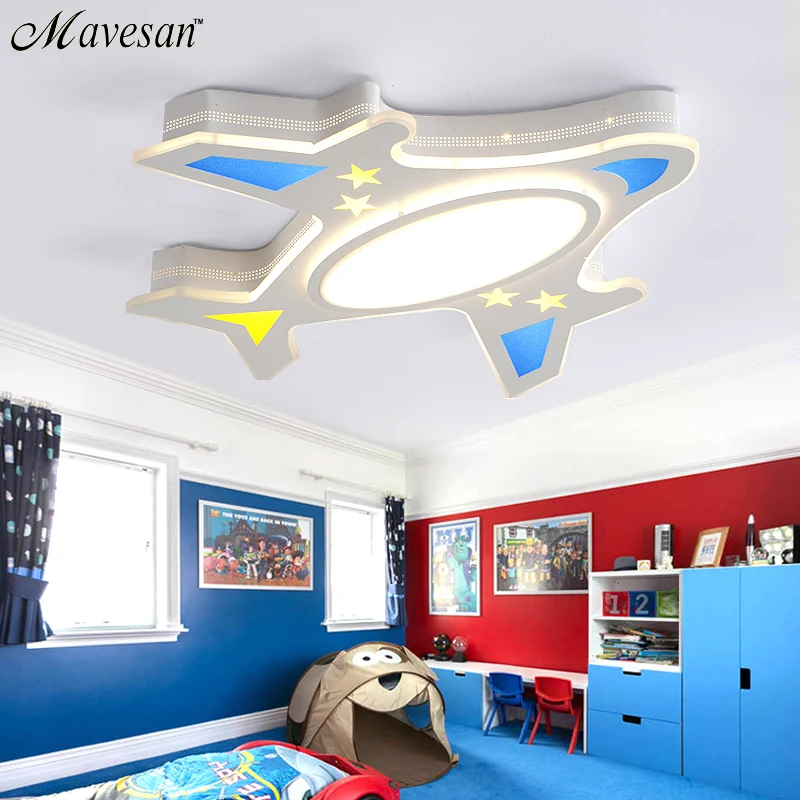 Детский потолочный светильник для кабинета, светодиодный самолет, для 5-15 квадратных метров, для детской спальни, ультра-тонкий современный плафон с заподлицо