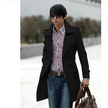 Мужской стильный двубортный длинный плащ, Мужское пальто, зимняя длинная куртка для мужчин размера плюс M~ XXXL