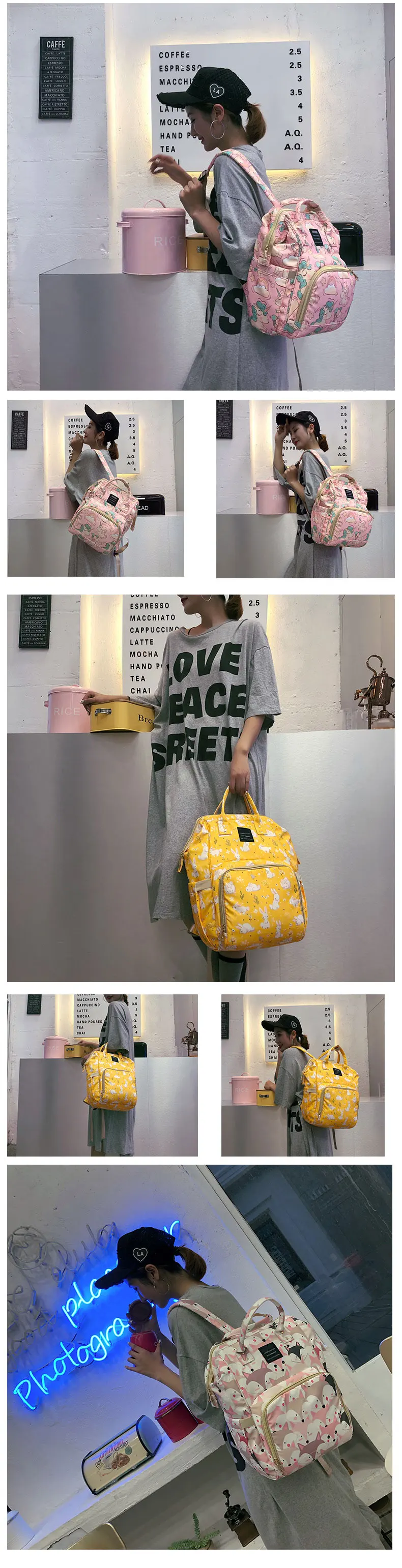 Многофункциональная сумка для мам с принтом, модная сумка для подгузников, дорожный рюкзак для мамы, детская коляска, сумка Hanimom