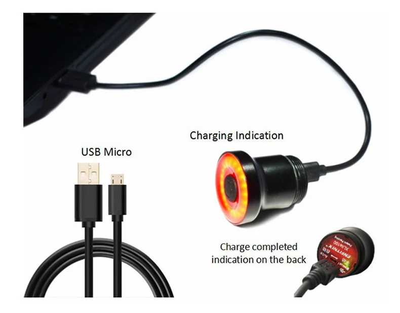 Xlite 100 bremsinduktion bicicleta luz trasera luz de freno intermitentes de LED USB impermeable 