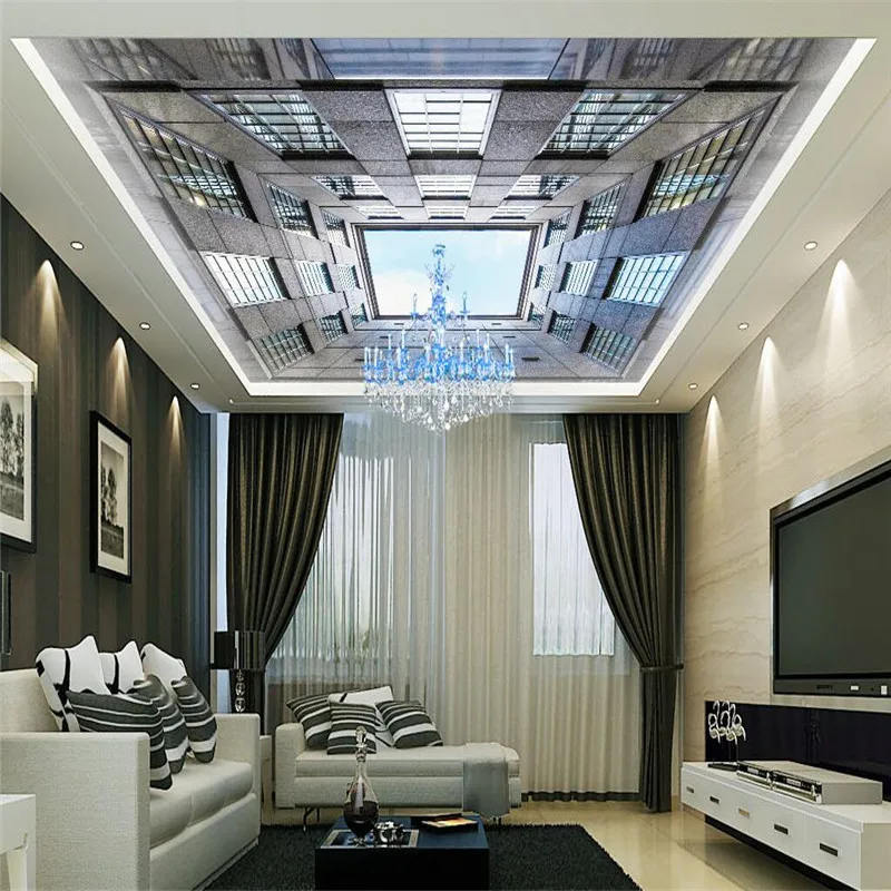 Us 8 85 41 Off Beibehang Wall Panel 3d Wallpaper Building Sky Ceiling Photography Background Modern Mural For Living Room Large Painting In
