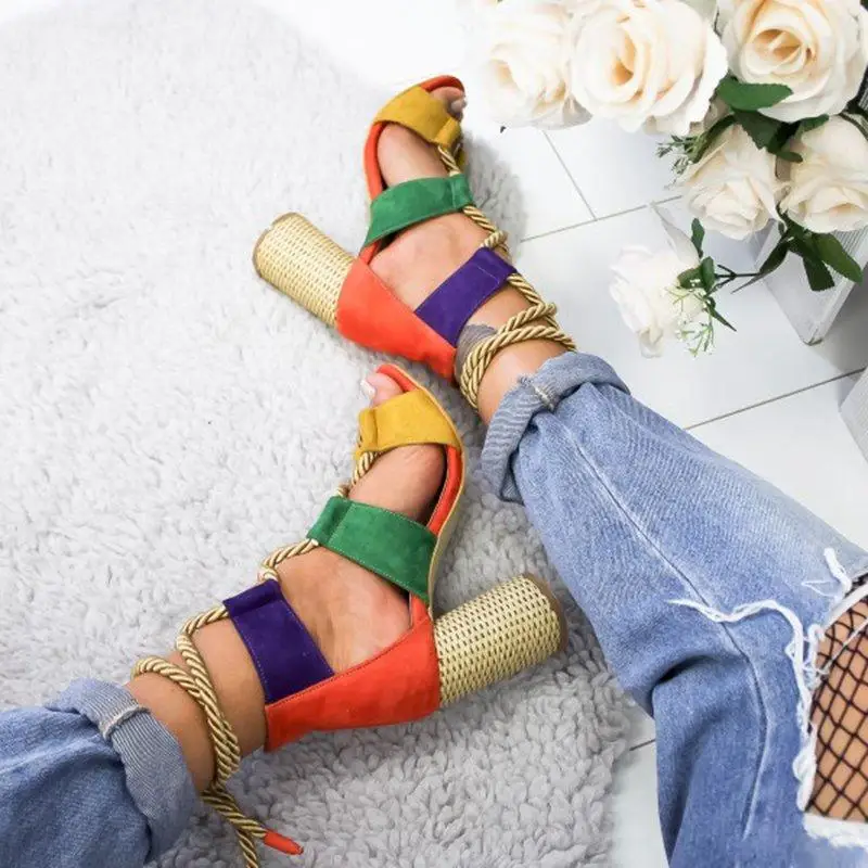 Women shoes sandals women 2019 new platform wedges shoes woman high heels hollow lace-up sandals female zapatos de mujer (20)