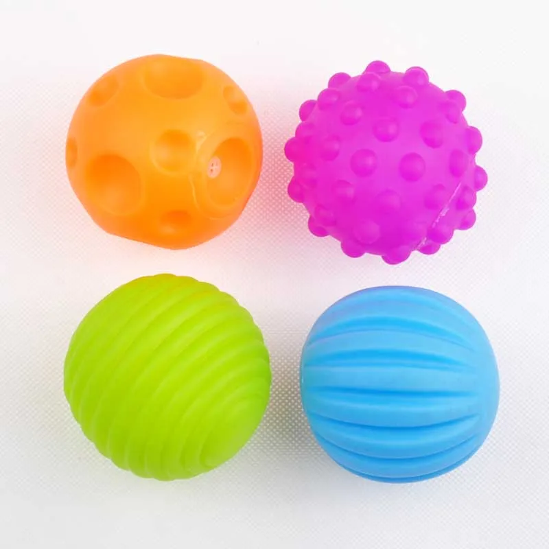 4 шт./лот, набор текстурированных мячей, развивающая тактильные ощущения для ребенка, детский сенсорный ручной мяч, детский тренировочный мягкий массажный мяч, 7 см