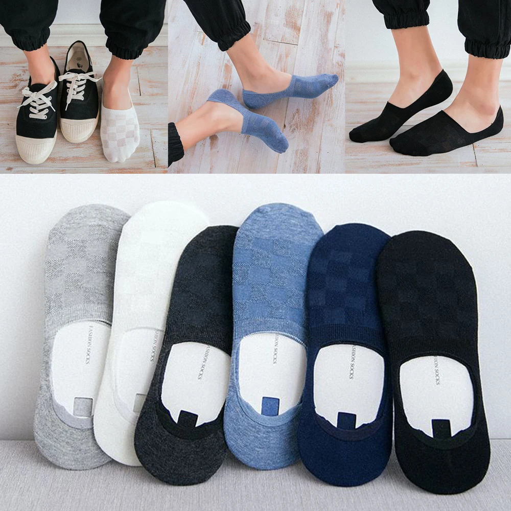 

2019 New Fashion Happy Men Boat Socks Summer Autumn Non-slip Silicone Invisible Cotton Socks Male Ankle Sock slippers Meia