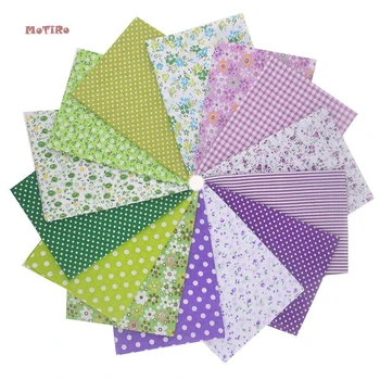 

MoTiRo,Printed Thin Plain Cotton Fabric,Purple&Green Pattern Cloth of Quilting/Sewing,Low Density Cloth Patchwork ,14pcs,50*50cm