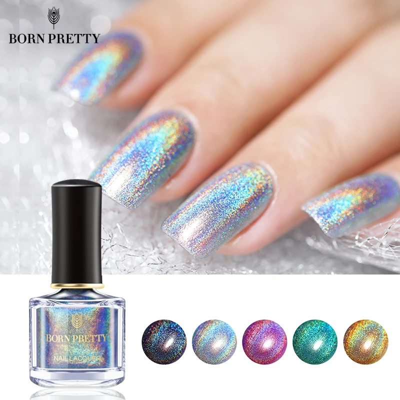 

BORN PRETTY Deluxe Holographic Nail Polish 6ml Laser Glitter Top-graded Lacquer Long Lasting Colorful Varnish Nail Art Polish