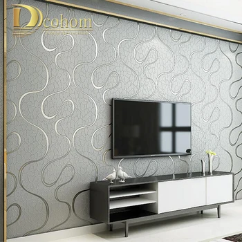 

High Quality Thick Flocked Modern 3D Striped Wallpaper For Walls Living room Sofa TV Background Decor Home Wall Paper Rolls
