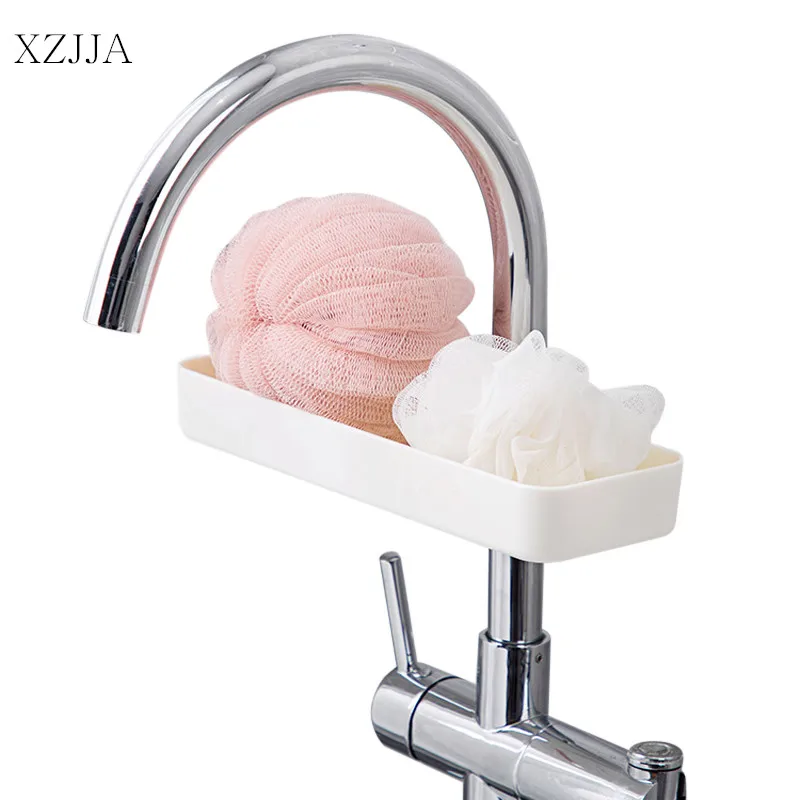 

XZJJA Multi-function Sink Sponge Holder Adjustable Lengthen Kitchen Faucet Hanging Drain Storage Rack Bathroom Organizer