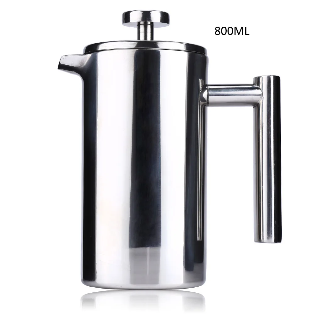 

High-quality 800ML Coffee Tea Maker Pot Double Wall Stainless Steel Cafetiere Coffee Maker Insulated French Press with Filter