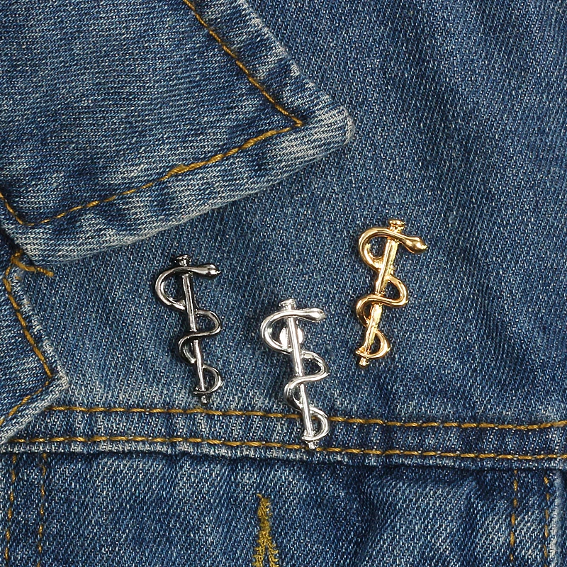 

3Colors enamel pin brooch Snake Twining Medical Symbol Health Organization Doctor Nurse brooches Jackets Backpack Badge Jewelry