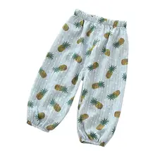 Штаны для маленьких мальчиков и девочек летние хлопковые штаны с комаров повседневные спортивные легкие Узорчатые брюки для малышей