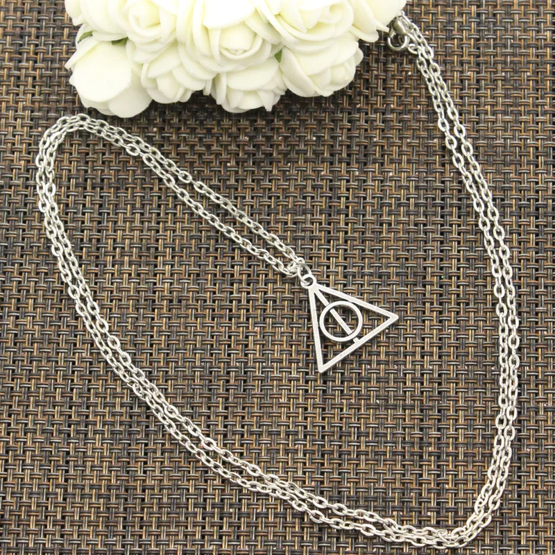 New Fashion Necklace Hallows Deathly 22x21mm Silver Color Pendants Short Long Women Men Colar Gift Jewelry Choker