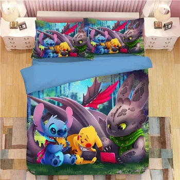 

3D Stitch Bedding set cartoon boy girls adult bedding 3pcs home textile bedclothes single twin full queen king duvet cover sets