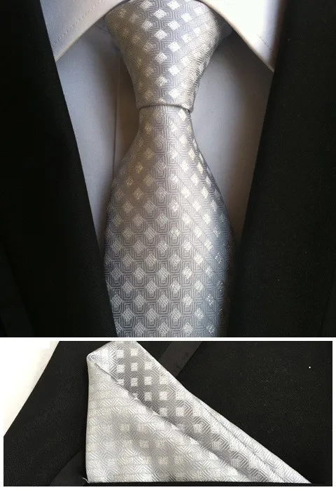 Джентльменские галстуки Набор 8 см галстук пледы сетки Gravata с тканым карманом квадрат для встречи