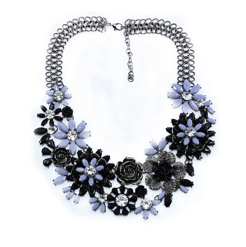 JERPVTE для женщин модное украшение со стразами цветочное ожерелье коренастый цепи Тяжелая себе цепочки и ожерелья
