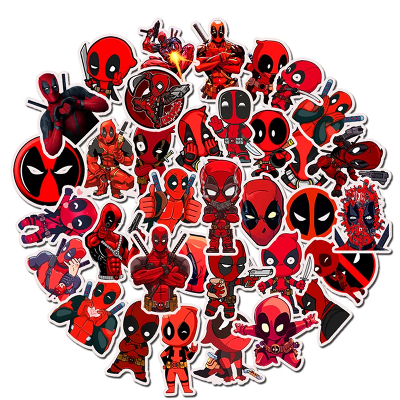 35 шт./упак. мультфильм милые наклейки Deadpool супер наклейка с героем для сноуборда Чемодан автомобильный холодильник Ноутбук Граффити Стикеры